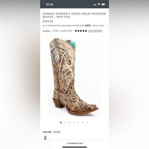 Corral handcrafted boots STK: 3409 size: 7 1/2